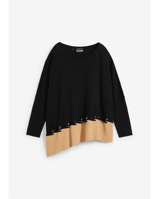 bonprix Black Poncho Feinstrickpullover