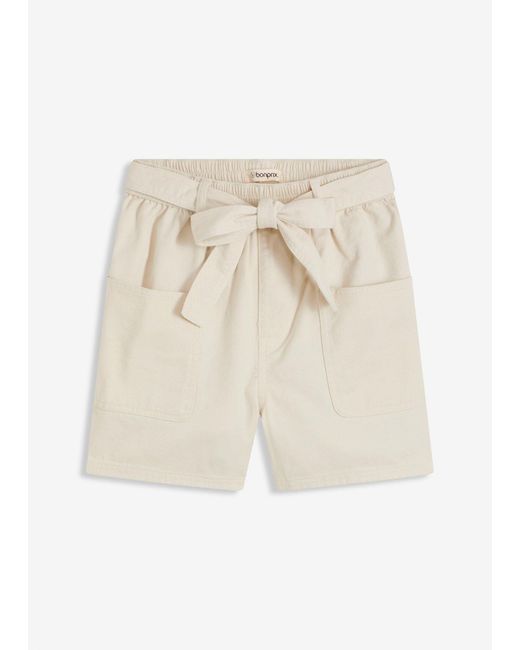 bonprix Natural Twill-Shorts Mit Bindegürtel