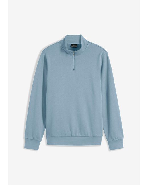 Felpa Con Colletto E Zip di bonprix in Blue da Uomo