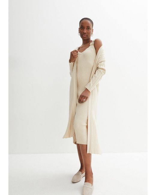 bonprix White Strickkleid Mit Seidenanteil