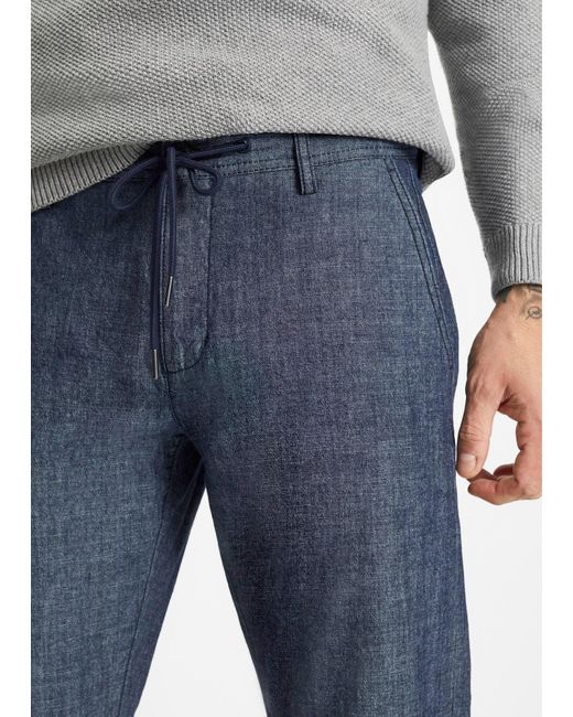 bonprix Regular Fit Chambray-Chinohose, Straight in Blue für Herren