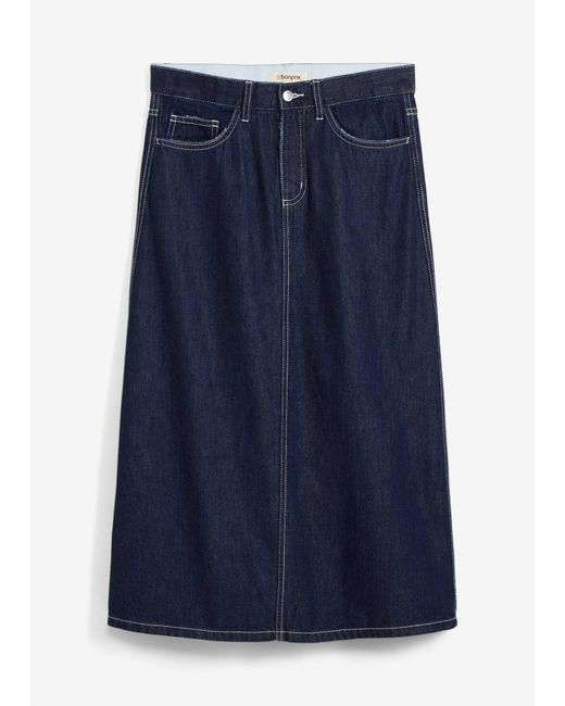 bonprix Blue Jeansrock Mid Waist Bequembund, Super Soft