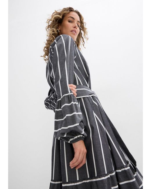 bonprix Gray Midi-Kleid Aus Reiner Baumwolle
