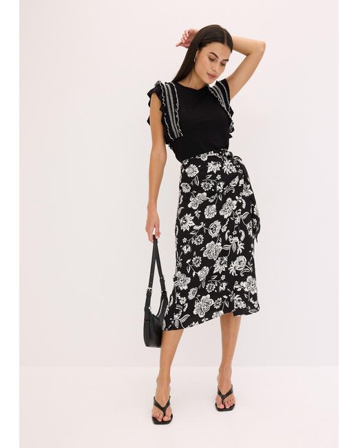 bonprix Black Top Mit Volants Aus Softem Viskose-Mix