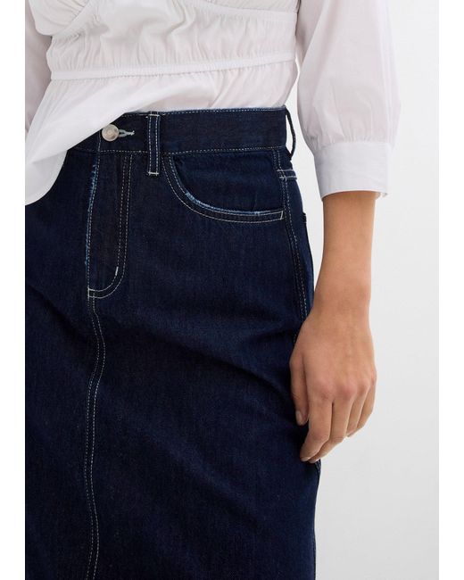 Gonna Midi Di Jeans Super Soft Con Cinta Comoda, Vita Media di bonprix in Blue