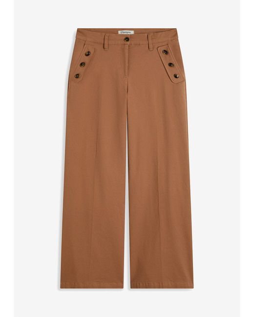 bonprix Brown Twillhose Mit Dekorativen Knöpfen