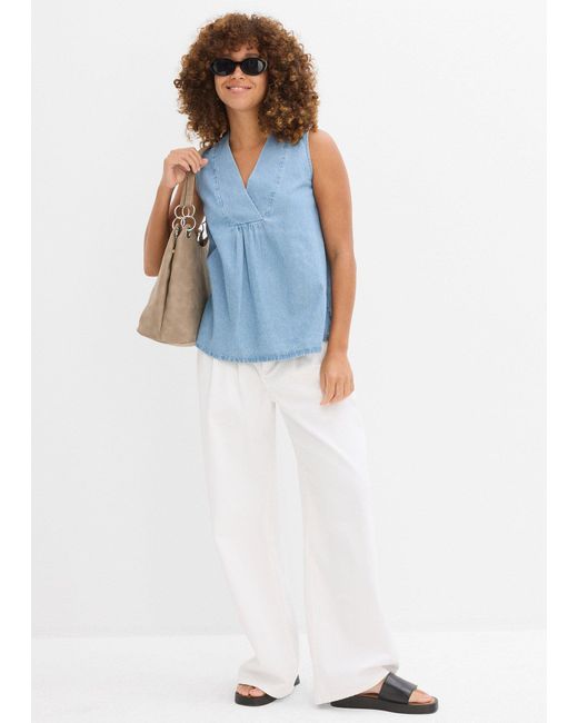 Blusa Smanicata di bonprix in Blue