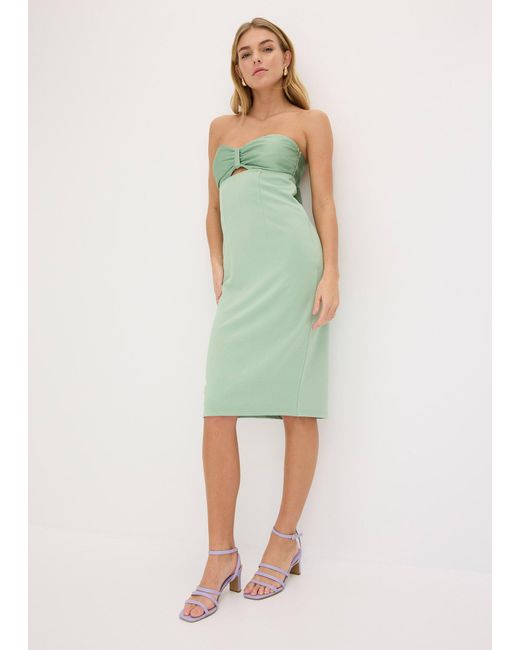 bonprix Green Bandeau-Kleid Mit Glänzendem Satin