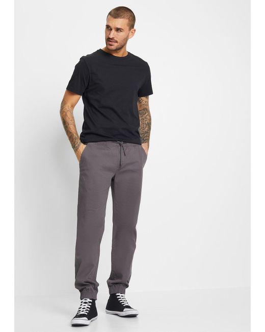 Pantaloni Chino Elasticizzati Con Elastico di bonprix in Gray da Uomo