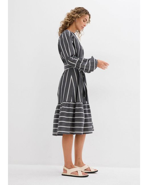 bonprix Gray Midi-Kleid Aus Reiner Baumwolle