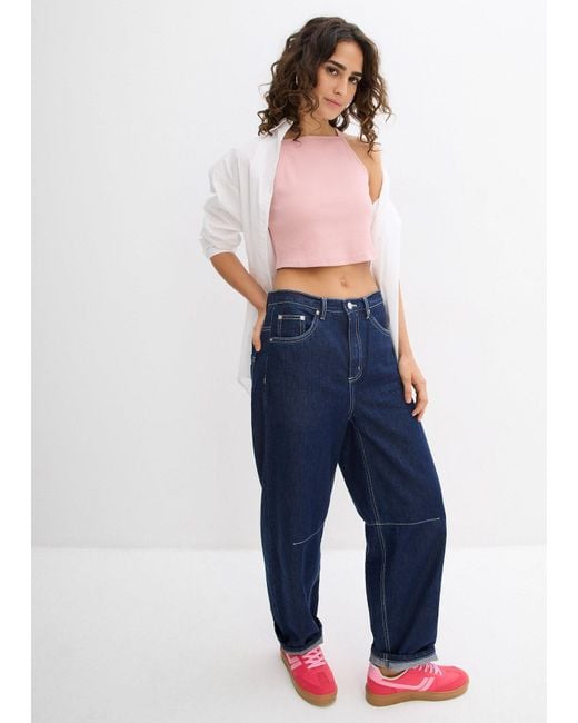 bonprix Pink Ripp-Top Aus Reiner Bio-Baumwolle