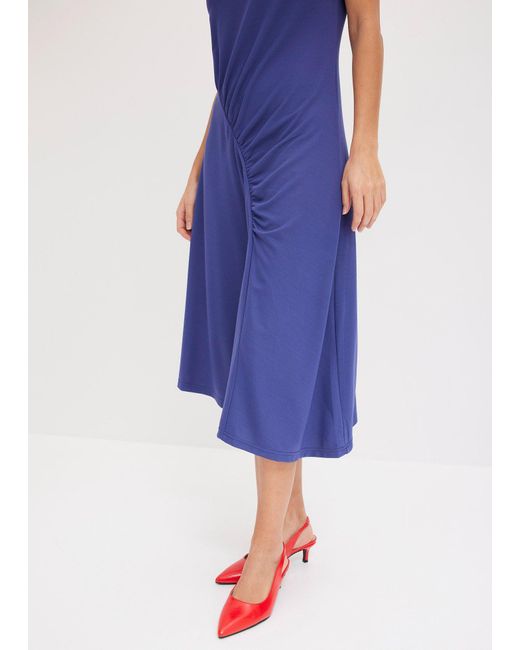 bonprix Blue Midikleid Mit Drappierung Und Asymmetrischen Saum