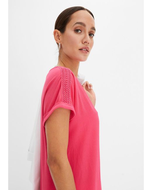 bonprix Pink Shirt Mit Spitze