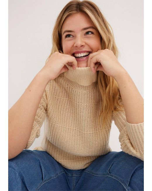 Maglione A Collo Alto di bonprix in Natural