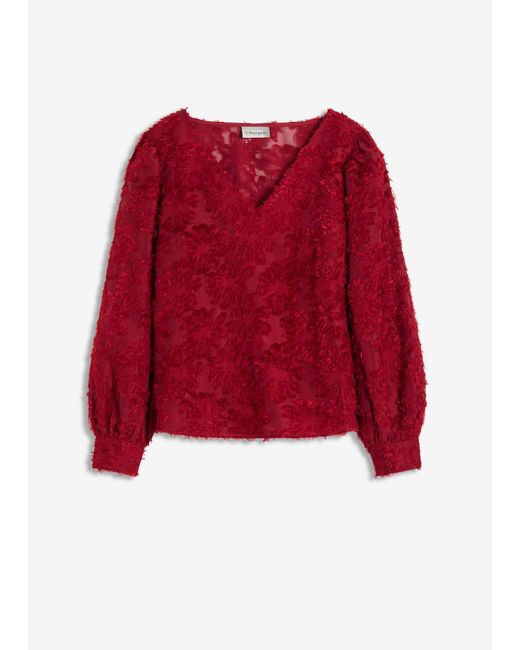 bonprix Red Bluse Mit Floralem Strukturmuster