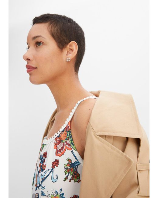 bonprix White Shirttop Mit Blumenprint