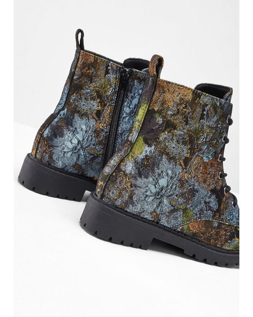 bonprix Green Schnürboots Mit Floralem Muster