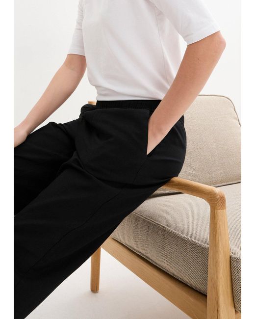 bonprix Black Hose Aus Baumwoll-Leinen-Mix, High-Waist