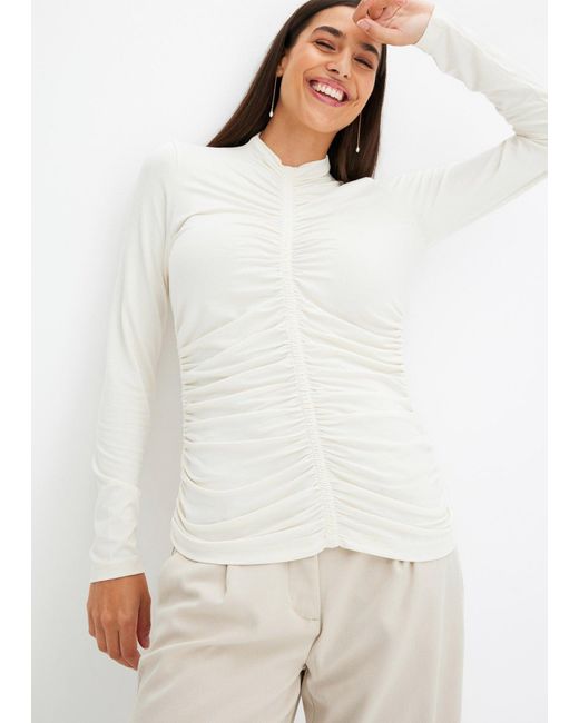 bonprix White Shirt Mit Raffung