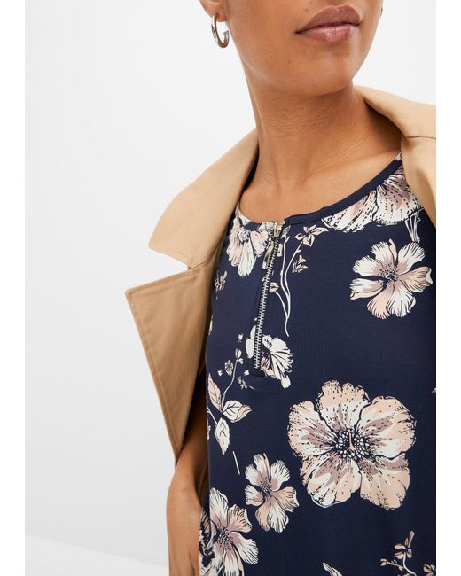 Maglia Con Zip di bonprix in Blue