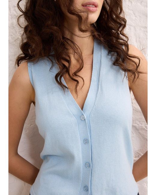 bonprix Blue Strickweste Mit Seidenanteil