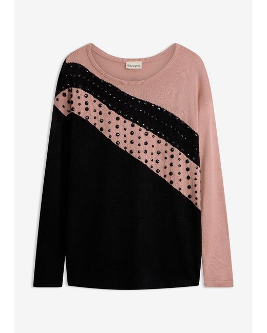 Pull Long Avec Strass bonprix en coloris Black