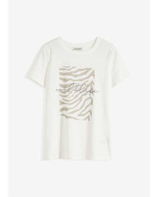 bonprix White Shirt Mit Platziertem Zebra Druck