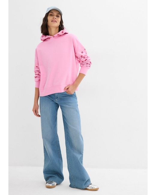 Felpa Con Cappuccio Oversize di bonprix in Pink