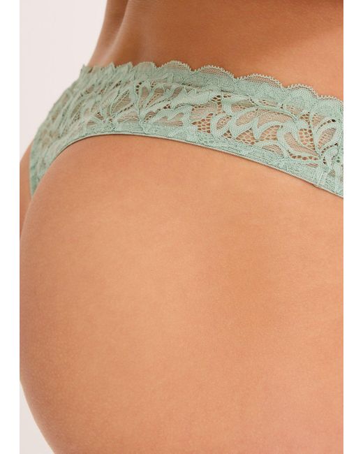 bonprix Green V-String Mit Floraler Spitze