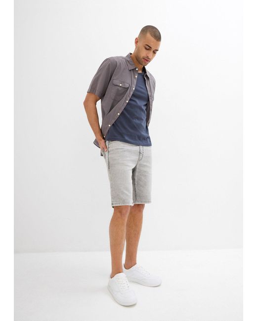 bonprix Schlupf Jeans-Bermuda, Regular Fit in Gray für Herren
