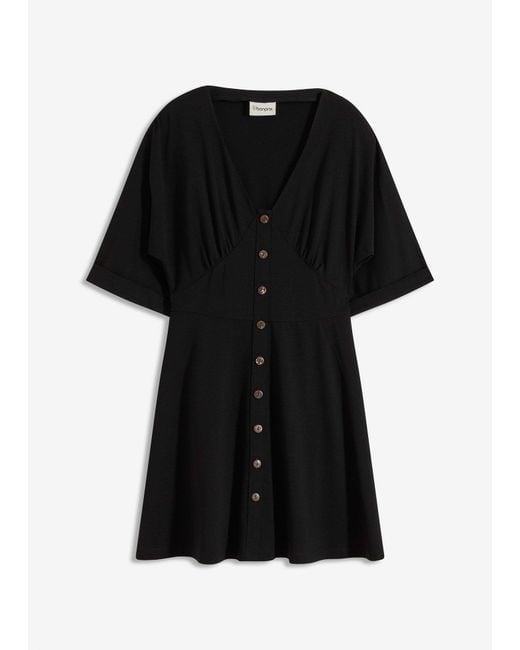 bonprix Getailleerde Mini Jurk in het Black