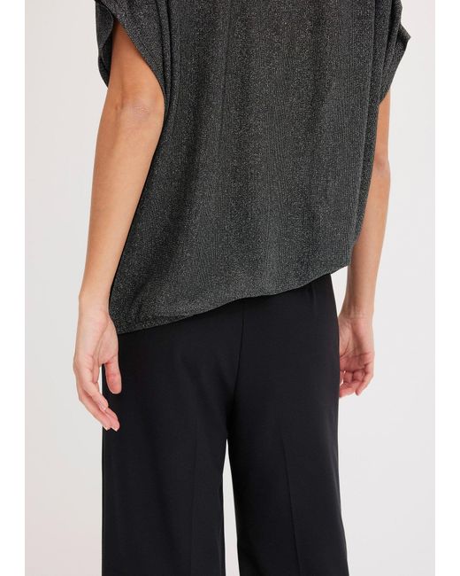 bonprix Black Lurex-Shirt Mit Drapierung