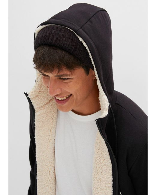 bonprix Thermo-Sweatjacke Mit Kapuze Und Teddyfutter in Black für Herren