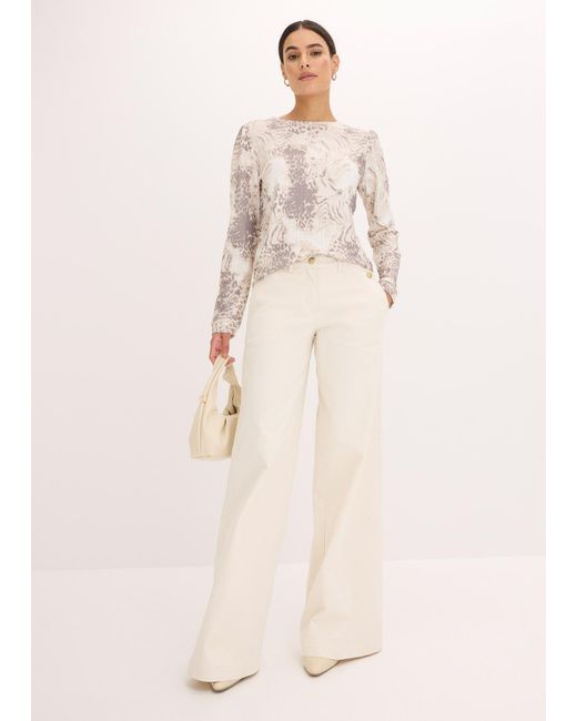 bonprix White Langarmshirt Mit Struktur