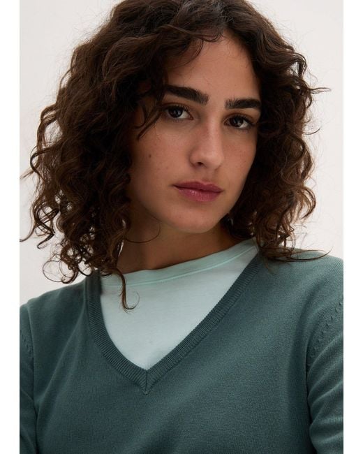 bonprix Green Feinstrick Longpullover Mit V-Ausschnitt