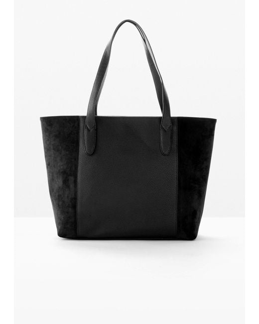 bonprix Black Großer Shopper Im Materialmix