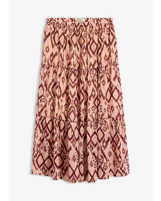bonprix Strokenrok Van Lichte Chiffon in het Red