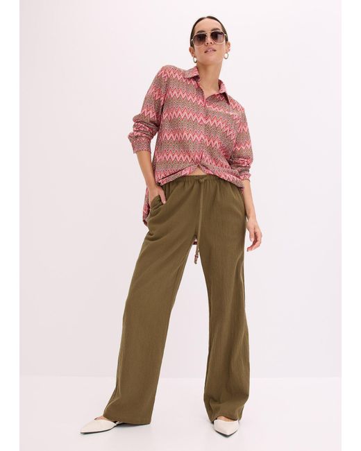 bonprix Green Weite Hose Mit Struktureffekt