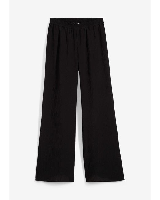 bonprix Black Hose Aus Aus Strukturiertem Crinkle-Viskose-Mix