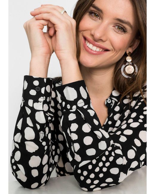 Camicetta Lunga Fantasia di bonprix in Black