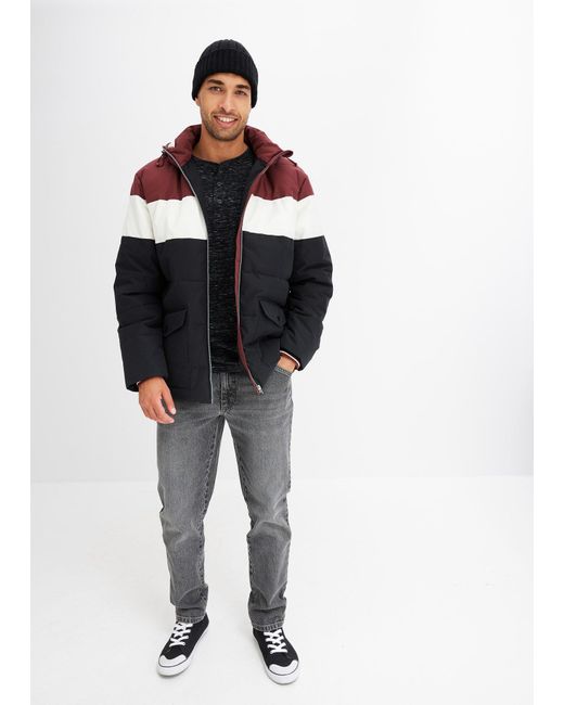 Giacca Invernale Color Block Con Cappuccio di bonprix in Red da Uomo