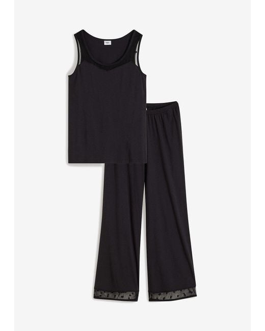 Pigiama Con Inserto di bonprix in Black