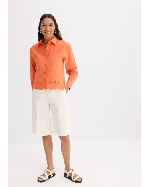 bonprix Orange Hemdbluse Aus Reiner Baumwolle