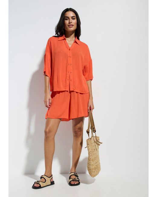 bonprix Orange Kurze Strandbluse Aus Fließender Viskose