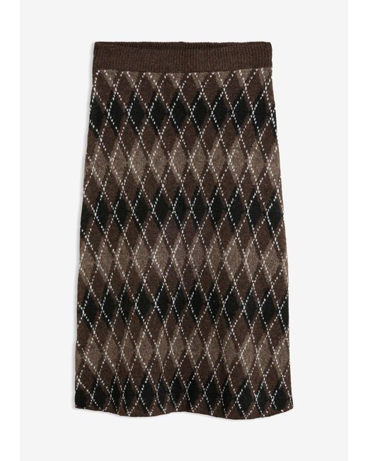 bonprix Gebreide Rok Met Ruitpatroon in het Black