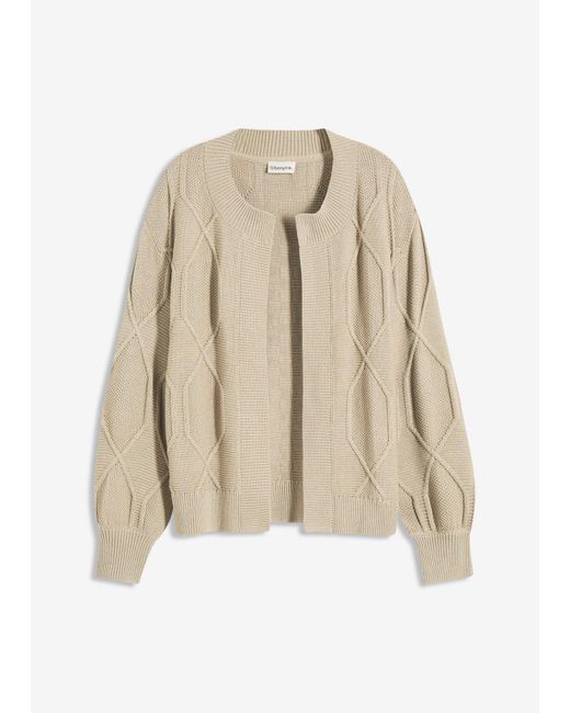 bonprix Natural Strickjacke Mit Zopfmuster
