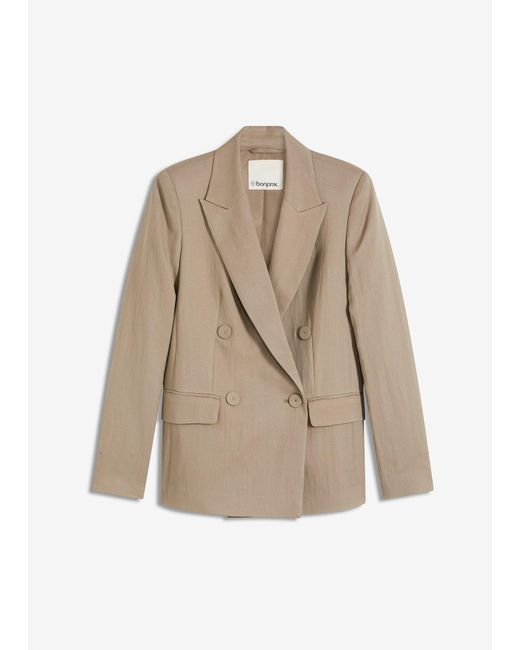 Blazer Con Lyocell Effetto Crinkle di bonprix in Natural