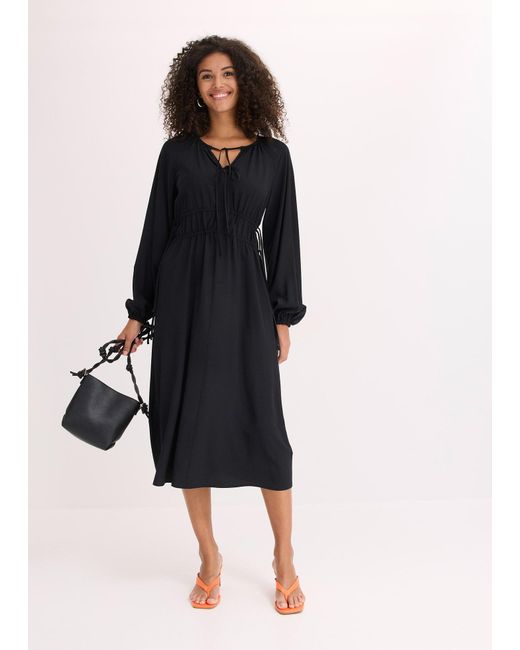 bonprix Black Tunika-Kleid Aus Fließendem Viskose-Mix