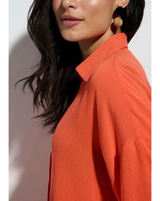 bonprix Orange Kurze Strandbluse Aus Fließender Viskose