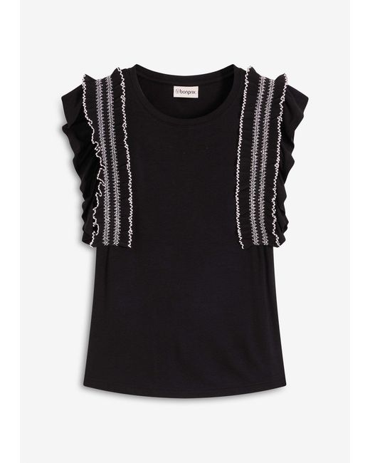 Top Con Volant di bonprix in Black